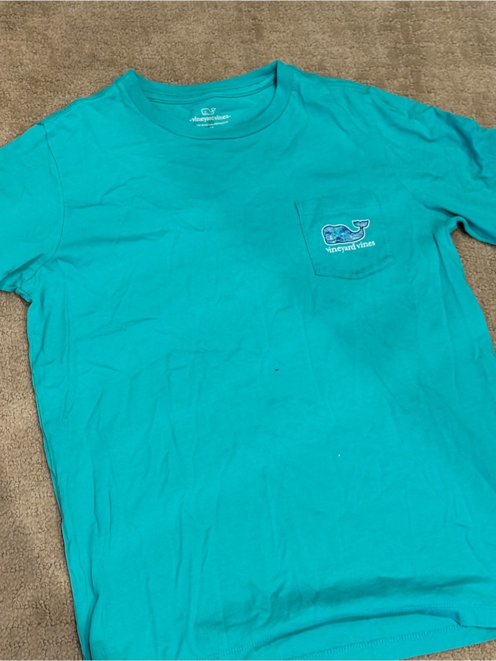 Vineyard Vines Short-Sleeve Pocket Tee in Teal Blue-Green size 12-14